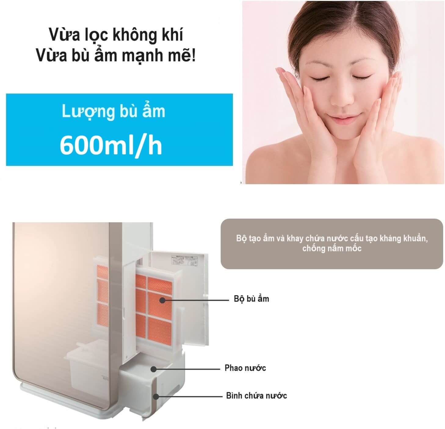 Máy lọc không khí bù ẩm Hitachi EP-HG50 | Bù ẩm 600ml/h